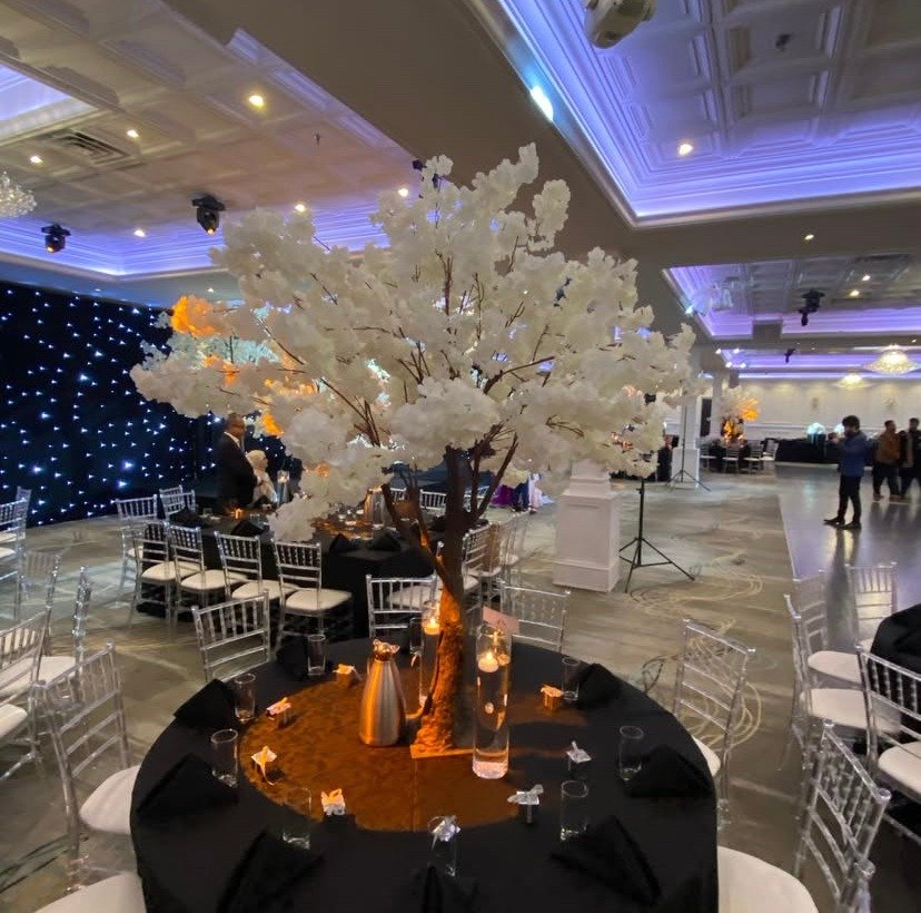 Wedding stage decor with floral mandap at a GTA venue